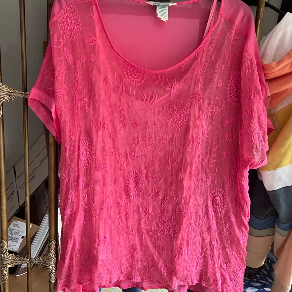 Sundance Pink embroidered top